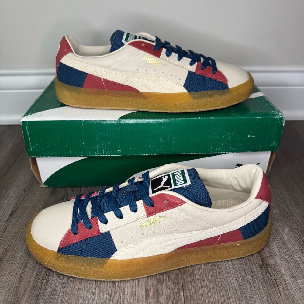 Puma Suede Crepe Patch Peyote Blue Red Sneakers